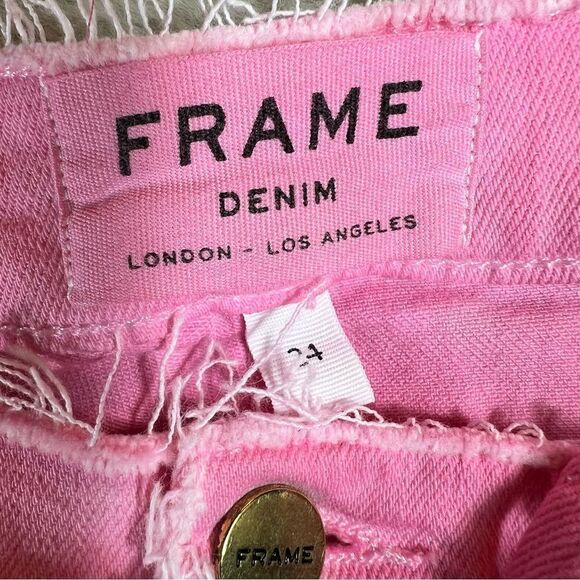 Frame Denim Barbie Pink Distressed Destroyed Frayed Denim Shorts - Picture 7 of 7